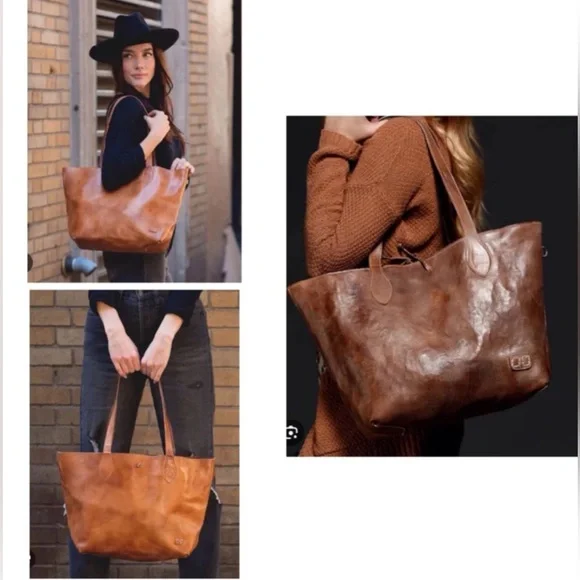 NWOT Bed Stu Leather Charlotte Reversible Shoulder Bag Tote Black Grey $255 - Picture 16 of 16